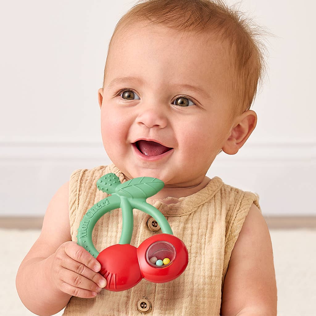 Bitzy Shake™ - Silicone Teether with Rattle - Cherry