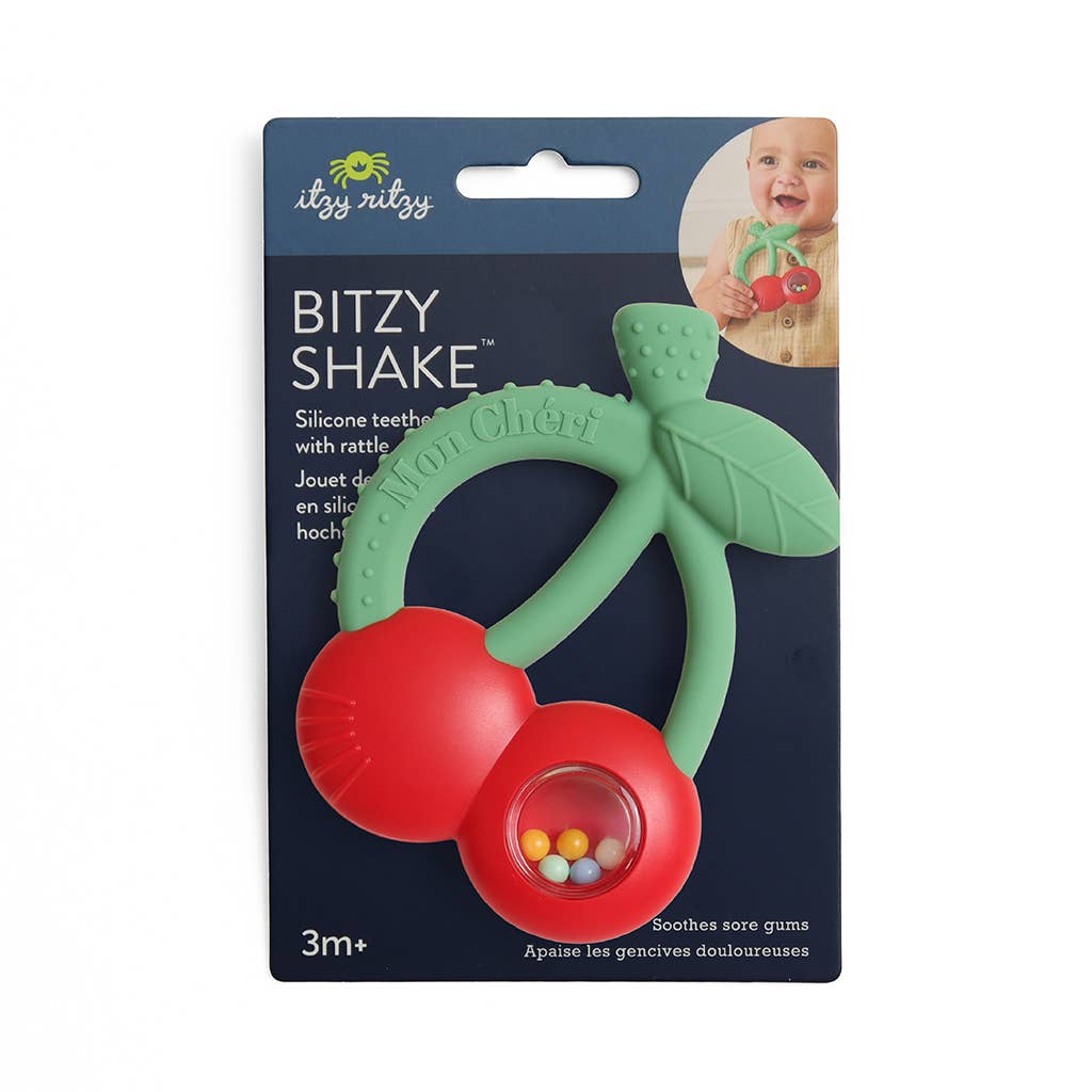 Bitzy Shake™ - Silicone Teether with Rattle - Cherry