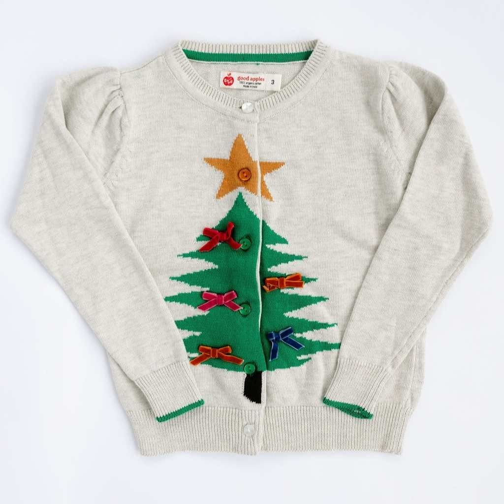 Oatmeal Heather Christmas Tree Cardigan