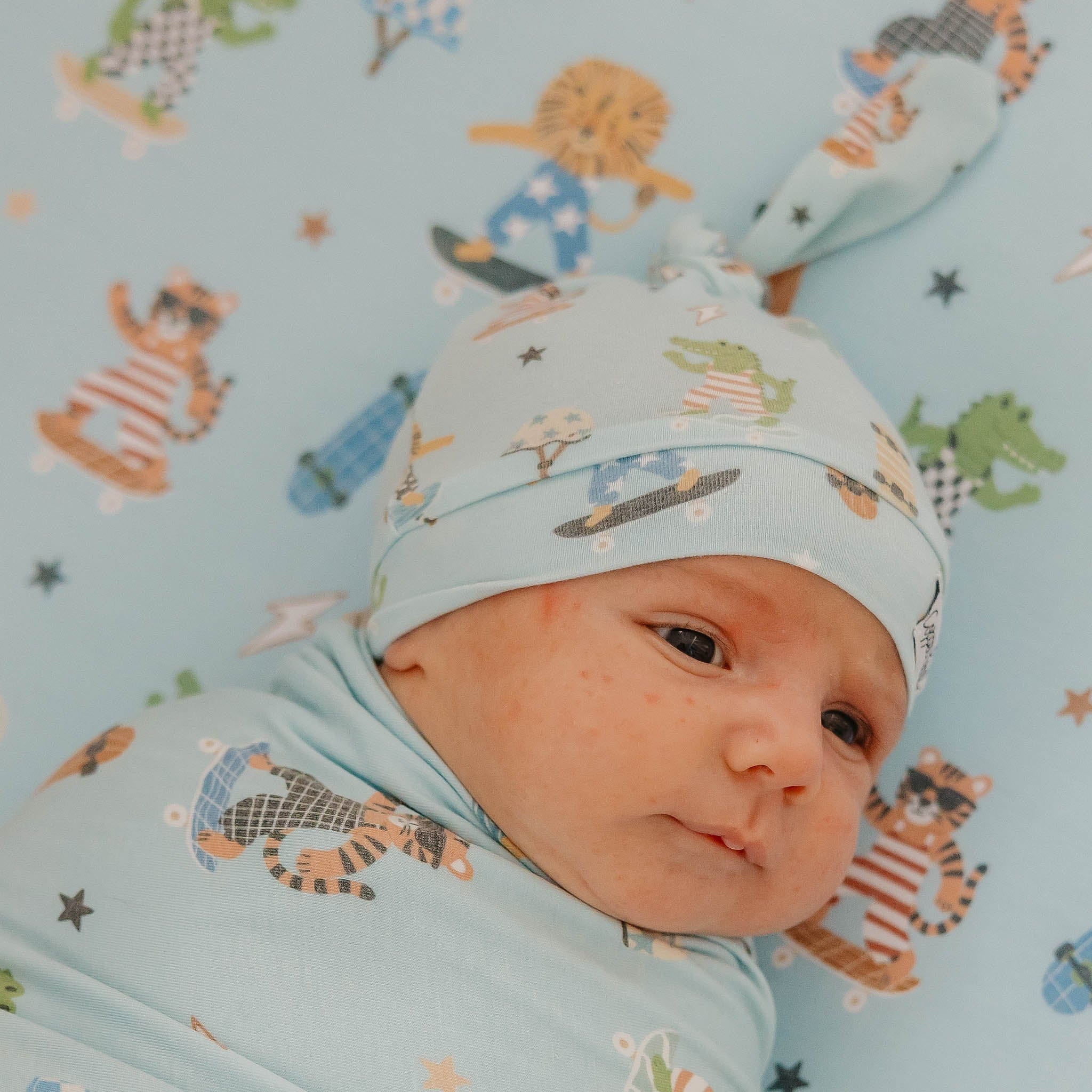Copper Pearl Baby Tanner Top Knot Hat