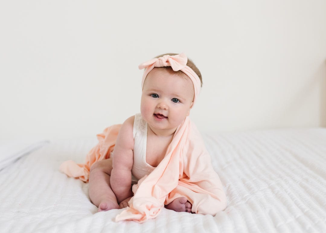 Copper Pearl Headband Blush Knit Headband Bow