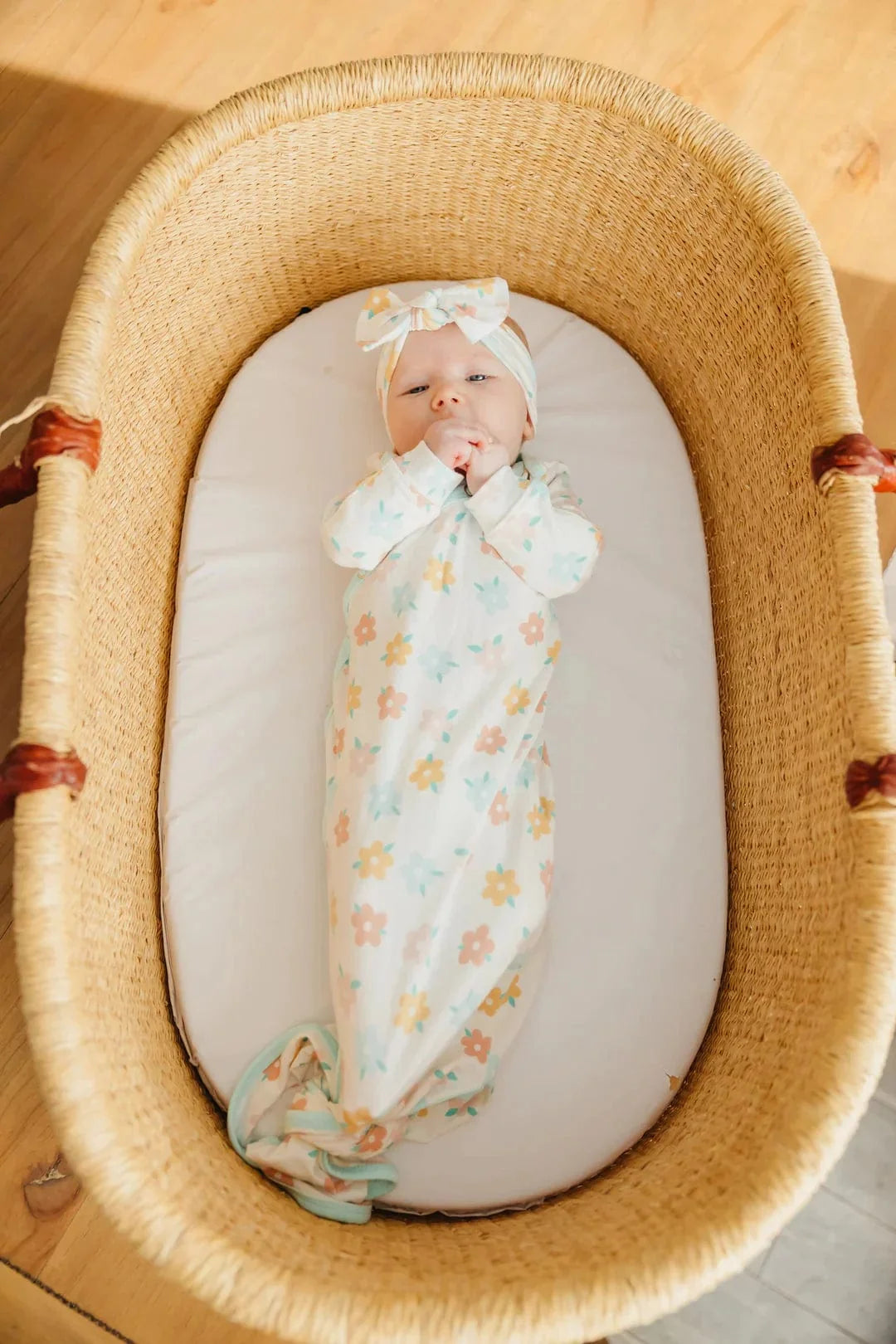 Copper Pearl Sleeping Daisy Newborn Knotted Gown