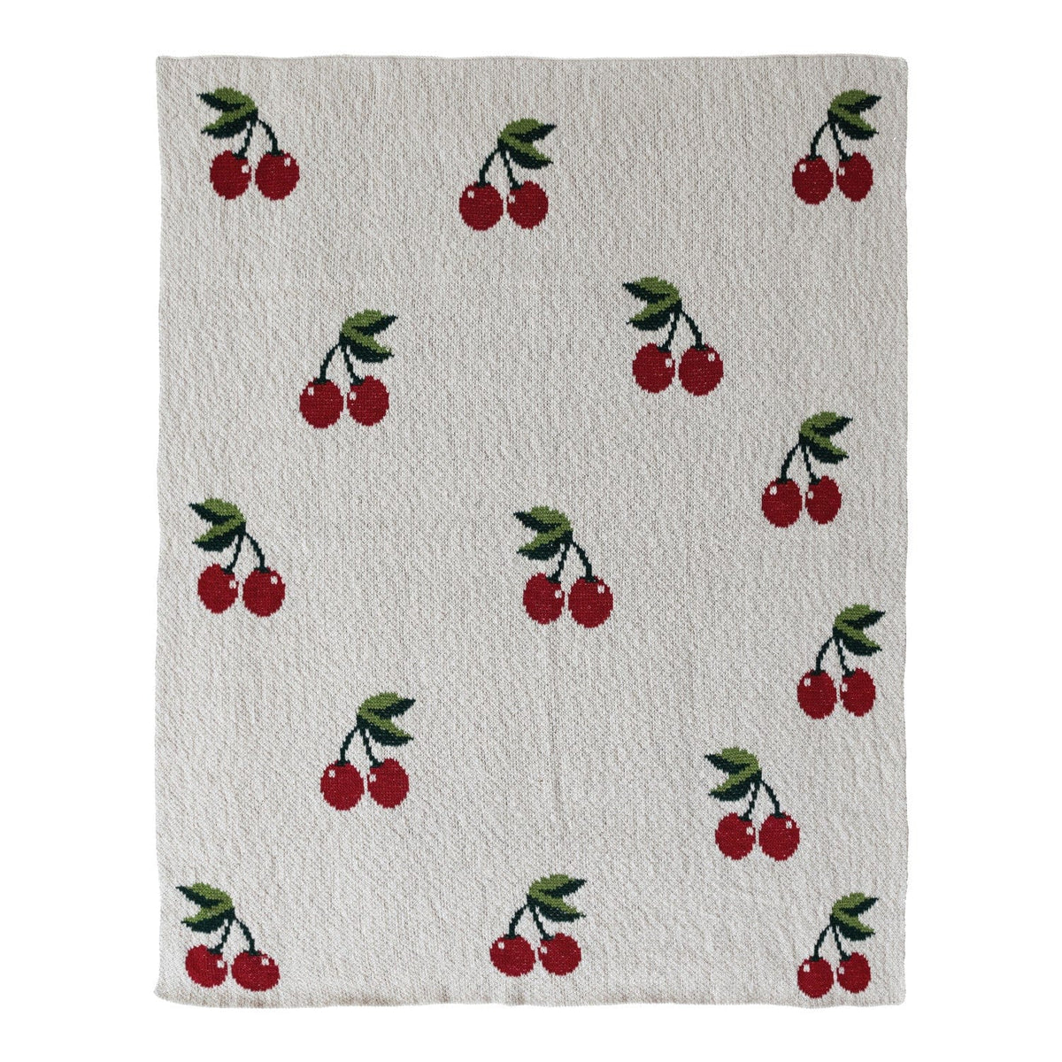 Creative Coop Baby Cotton Knit Baby Blanket with Cherries
