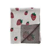 Creative Coop Baby Cotton Knit Baby Blanket with Strawberries