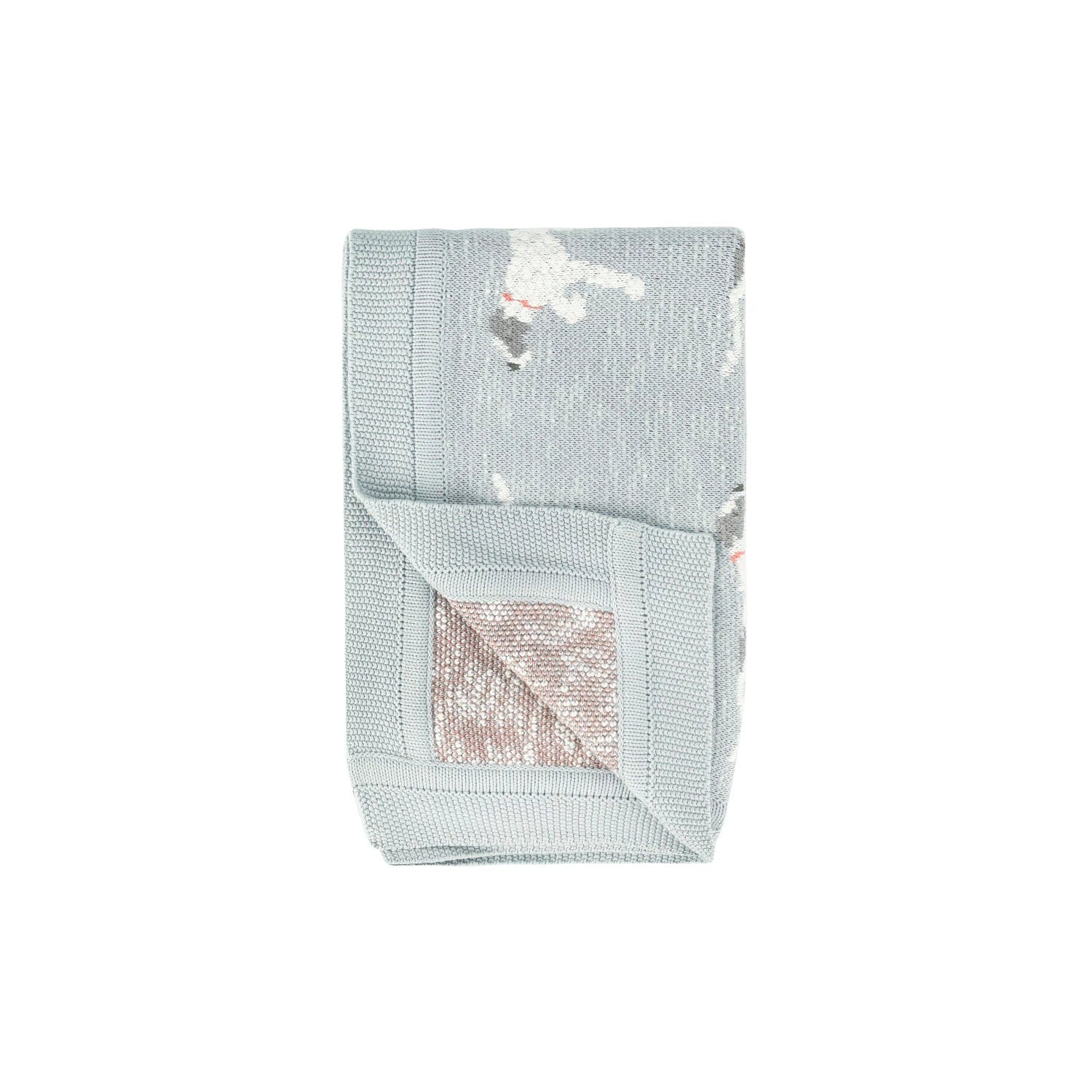 Creative Coop Blanket Blue Cotton Knit Baby Blanket with Dog