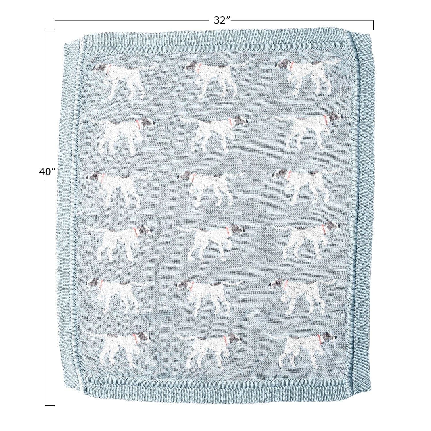 Creative Coop Blanket Blue Cotton Knit Baby Blanket with Dog