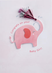 Design Design Greeting Card Metallic Tassel Baby Girl Elephant Greeting Card