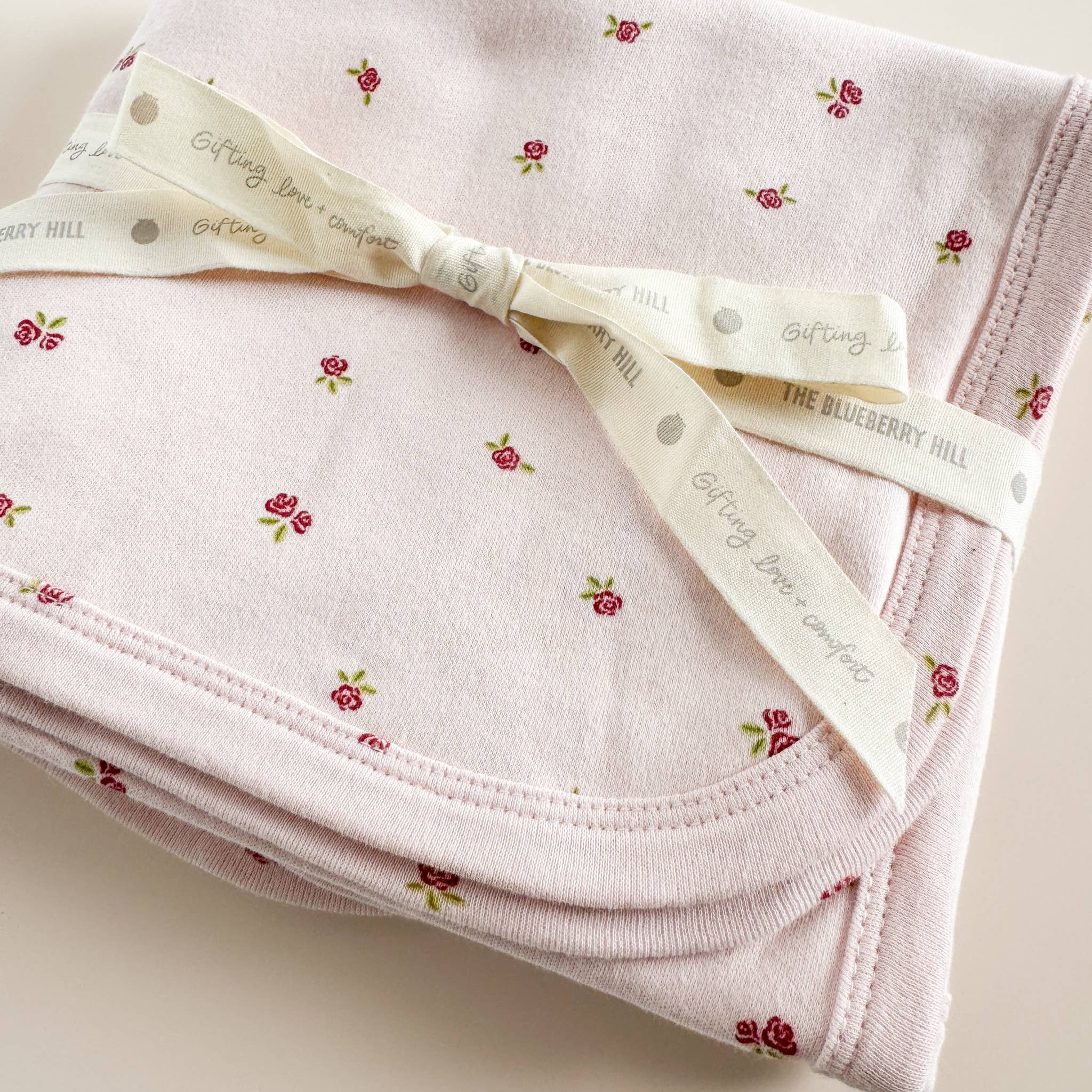 Organic Cotton Swaddle Blanket, Rose Flower