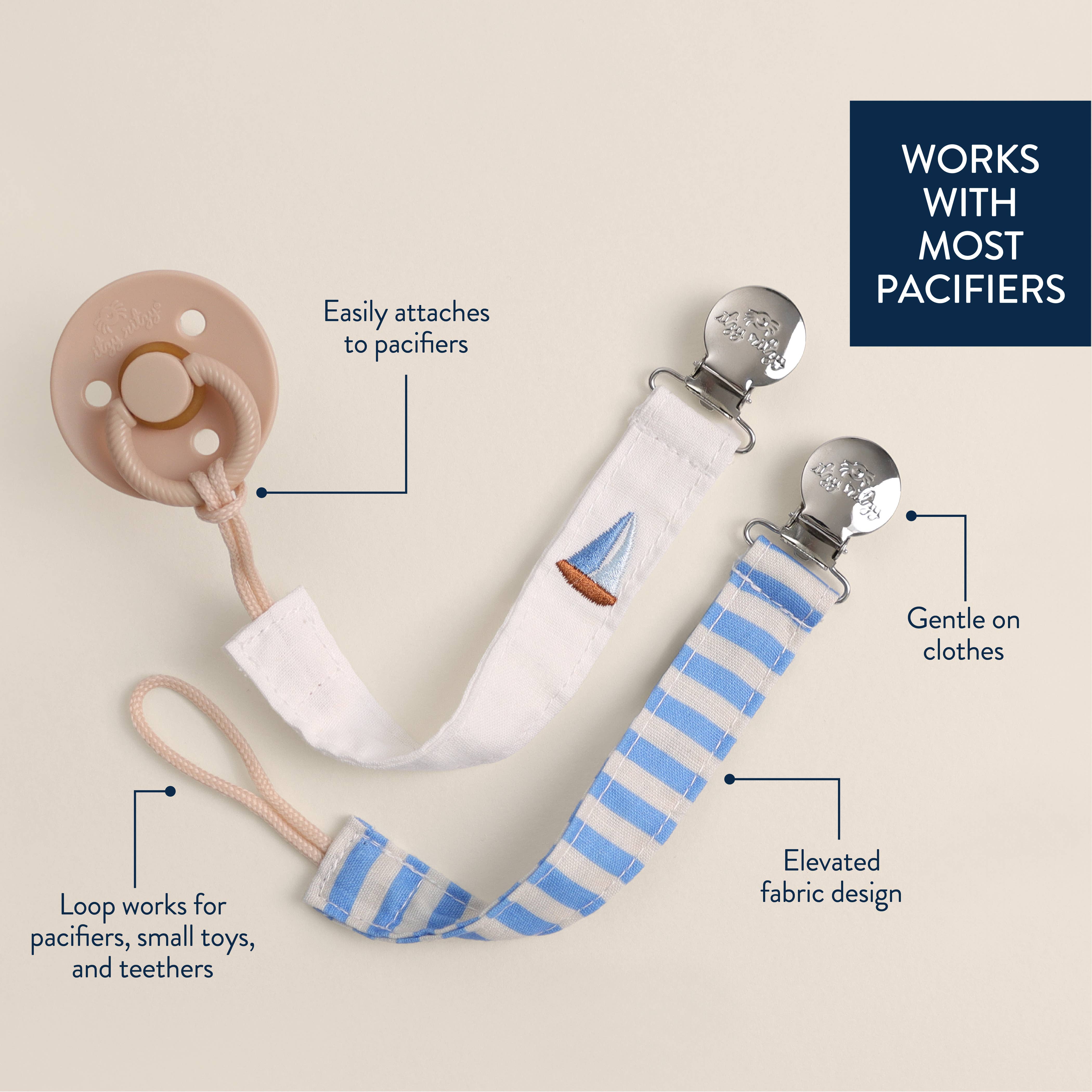 Itzy Clip™ - Fabric Pacifier Strap - Nautical