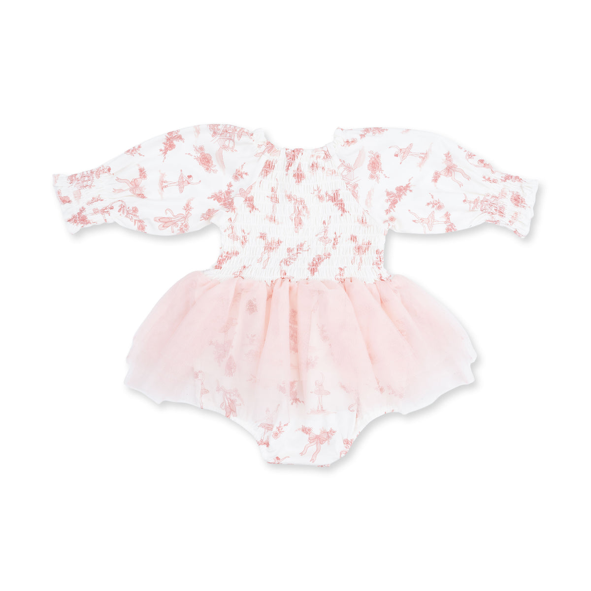 Ballet Toile - Long Sleeve Smocked Bubble with Tutu
