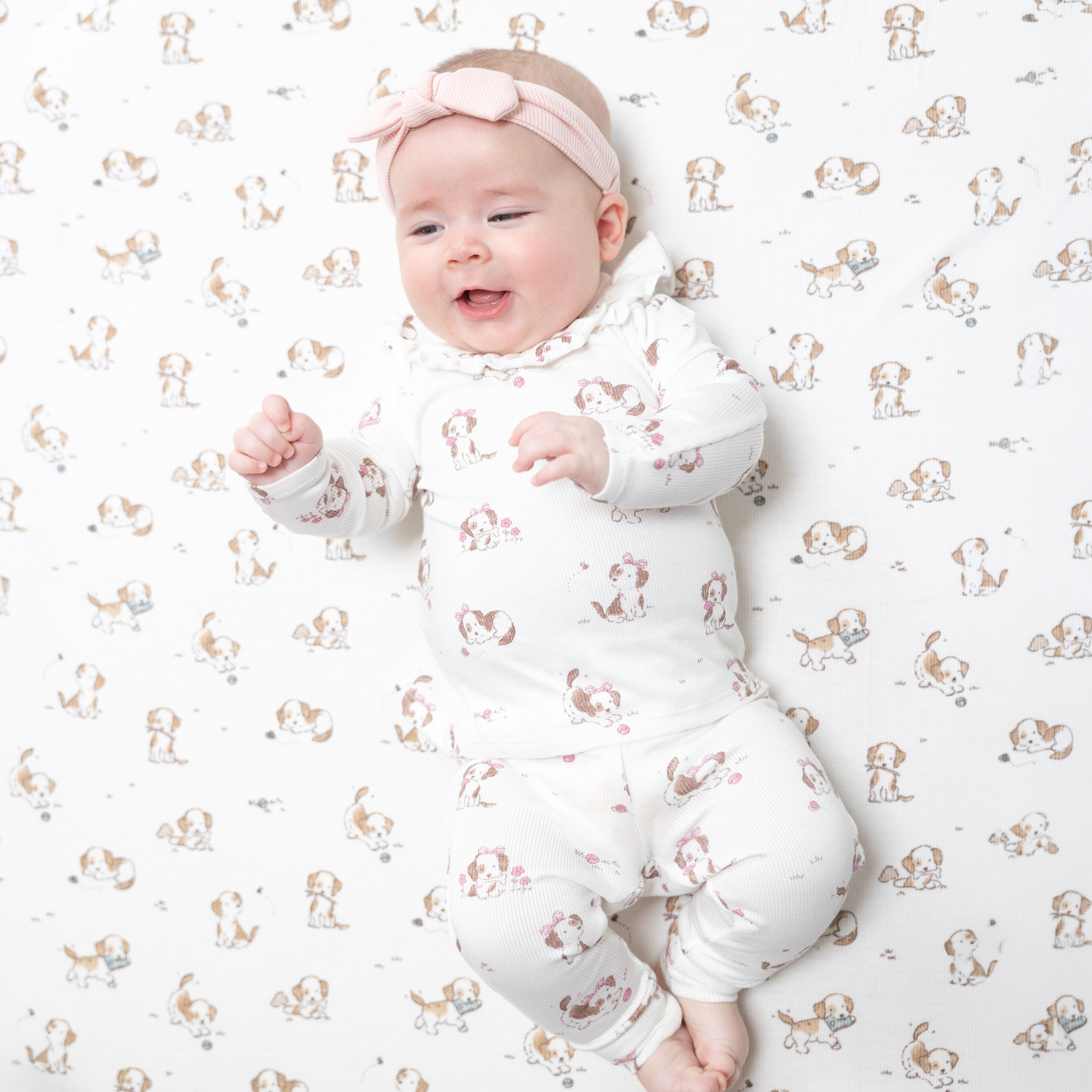 Explorer Puppy Pink - Long Sleeve Ruffle Top and Pant, lifestyle