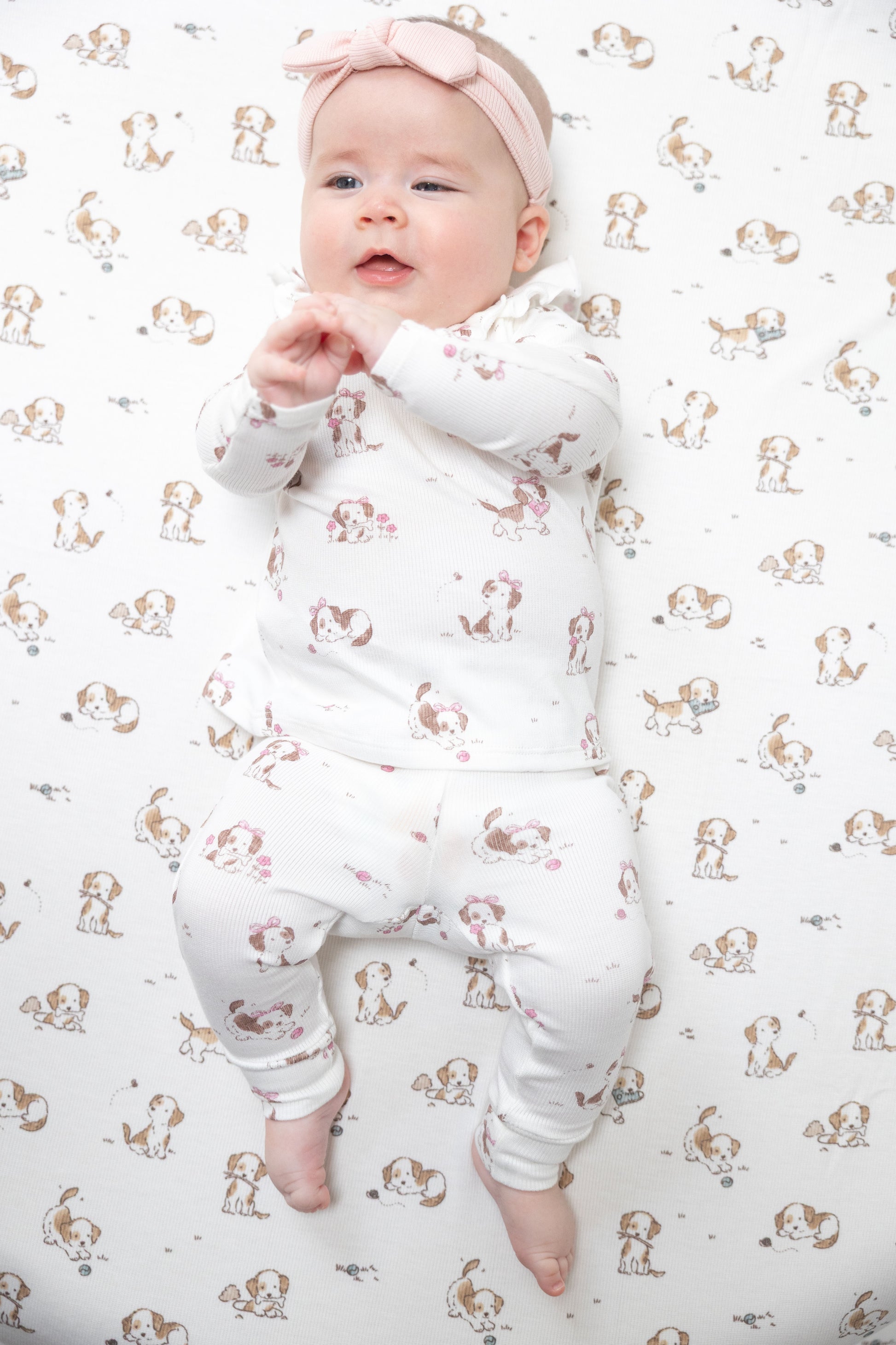Explorer Puppy Pink - Long Sleeve Ruffle Top and Pant, lifestyle