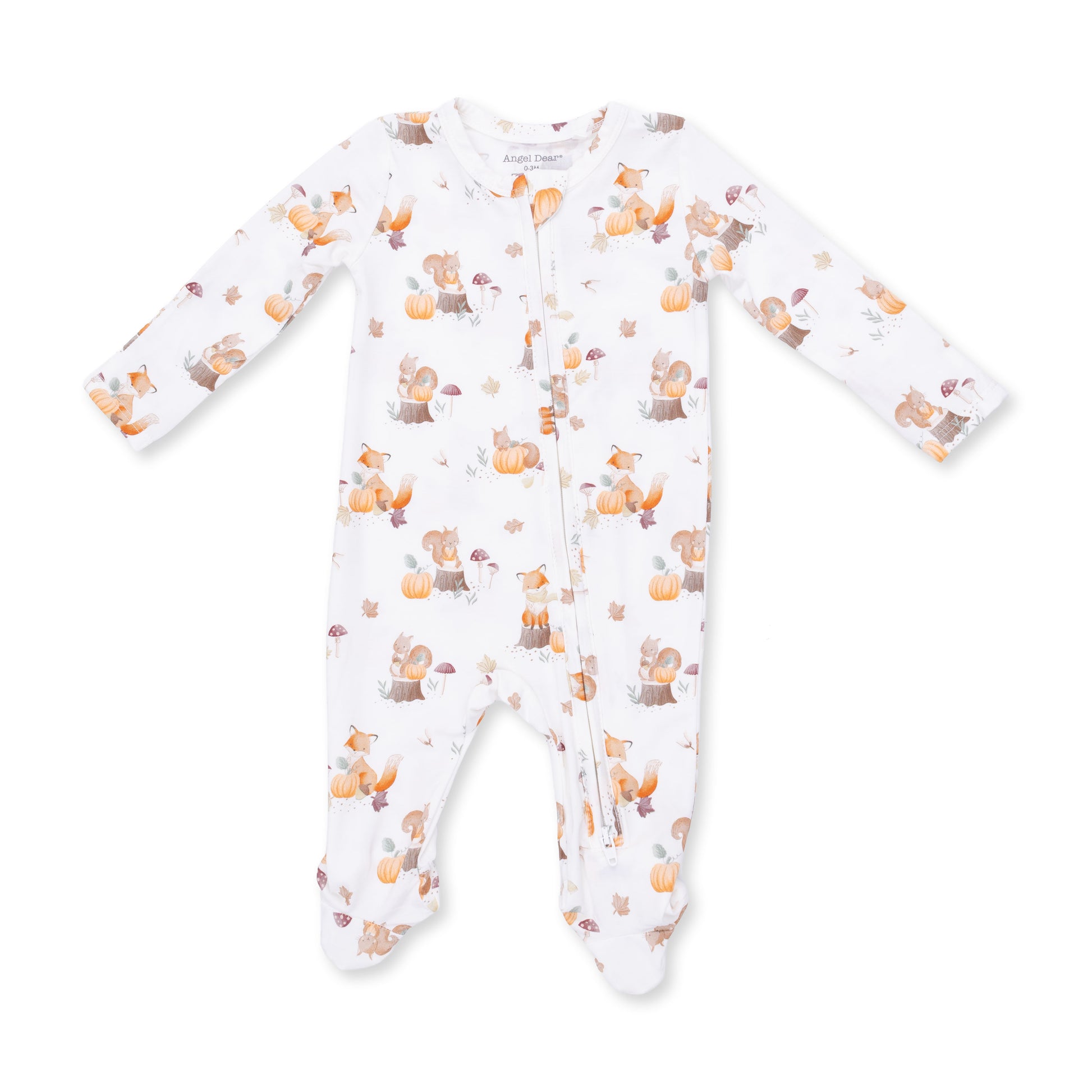 Woodland Animals with Pumpkins - 2 Way Zipper Footie