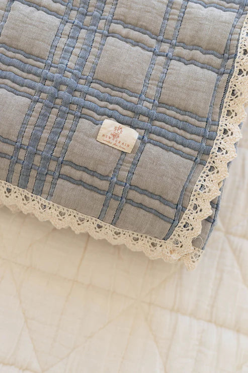 French Plaid Blanket - Bluebell