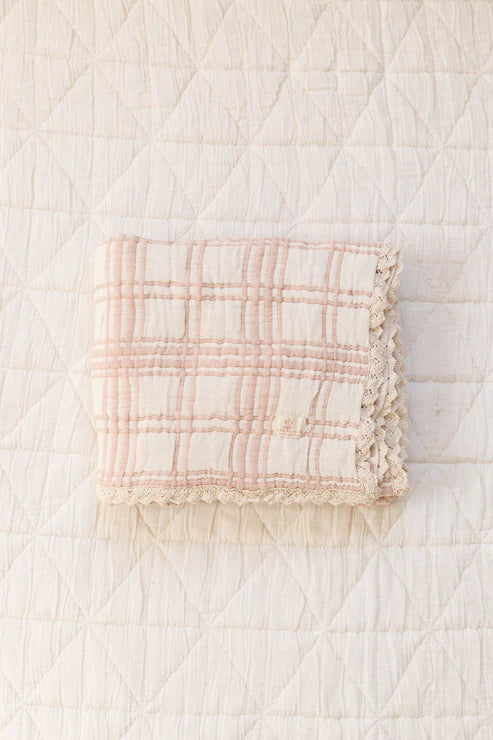 French Plaid Blanket - Petal
