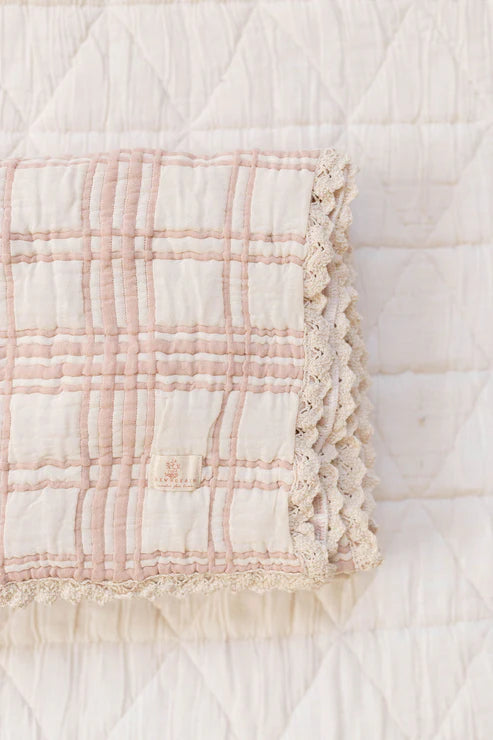 French Plaid Blanket - Petal