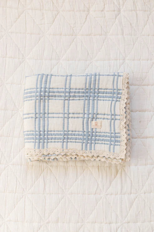 French Plaid Blanket - Powder