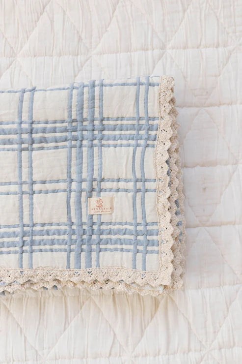 French Plaid Blanket - Powder