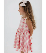 Sleeveless Twirl Dress in Pink Daisies