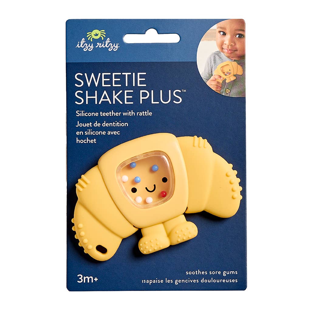Itzy Ritzy Baby Sweetie Shake Plus™ - Teething + Rattle Toy: Croissant