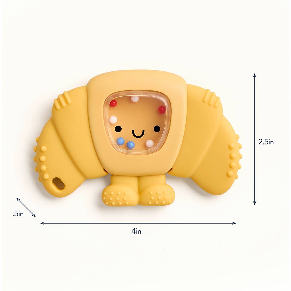 Itzy Ritzy Baby Sweetie Shake Plus™ - Teething + Rattle Toy: Croissant