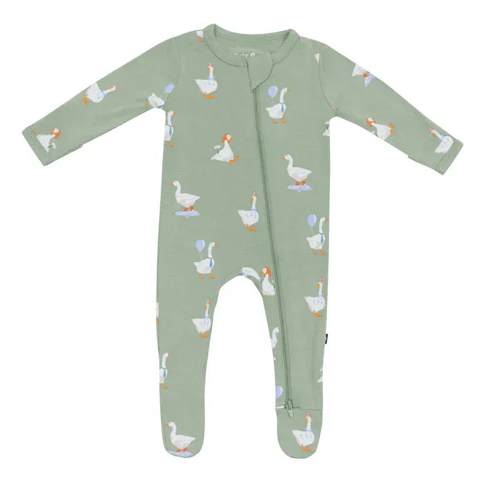 Kyte Baby Baby Zippered Footie in Silly Goose