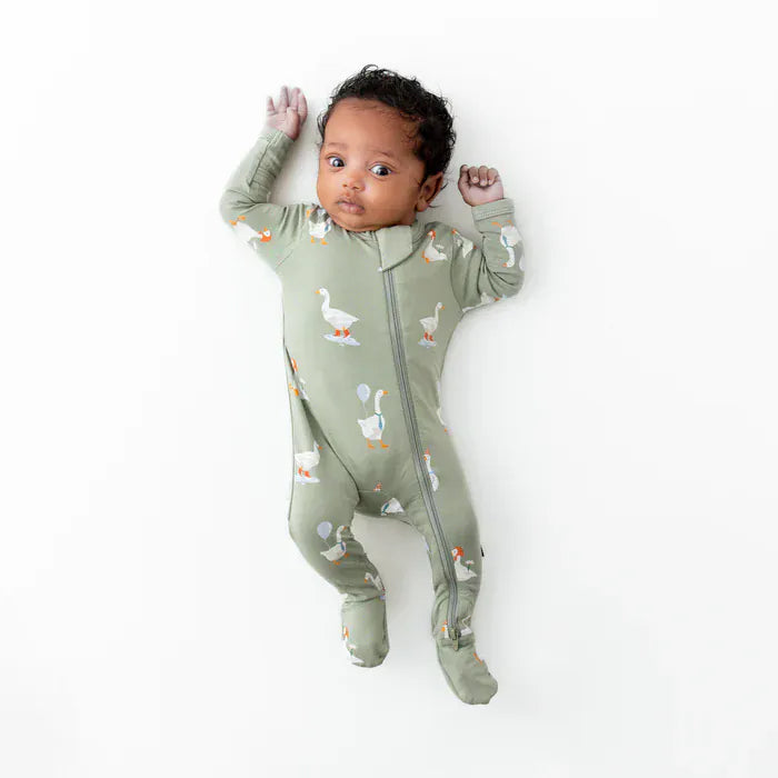 Kyte Baby Baby Zippered Footie in Silly Goose