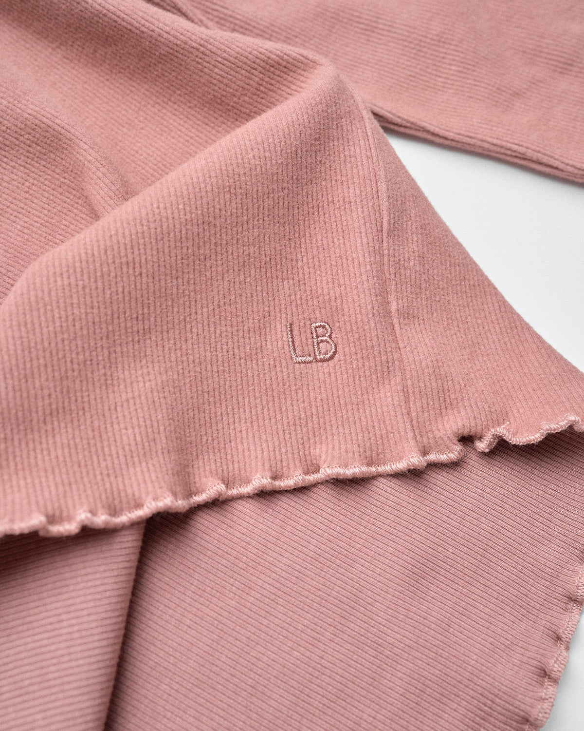 Long Sleeve Ribbed Lettuce Trim Tee - Pink | Little Bipsy