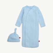 Magnetic Organic Cotton Pointelle Love Lines Gown & Hat Set