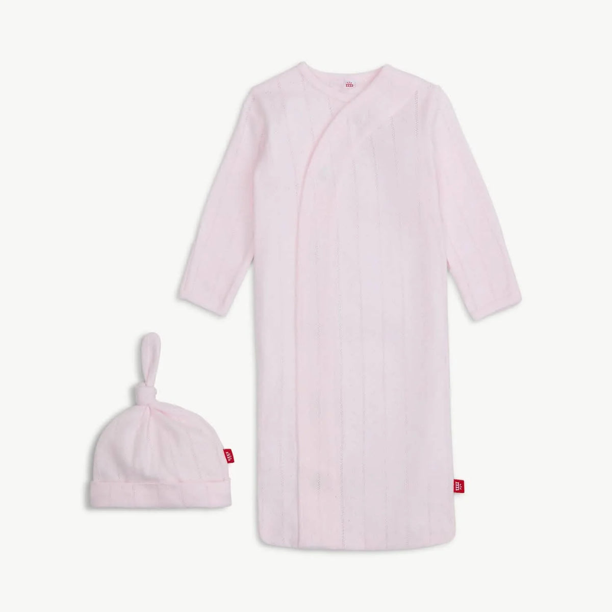 Magnetic Organic Cotton Pointelle Love Lines Gown & Hat Set