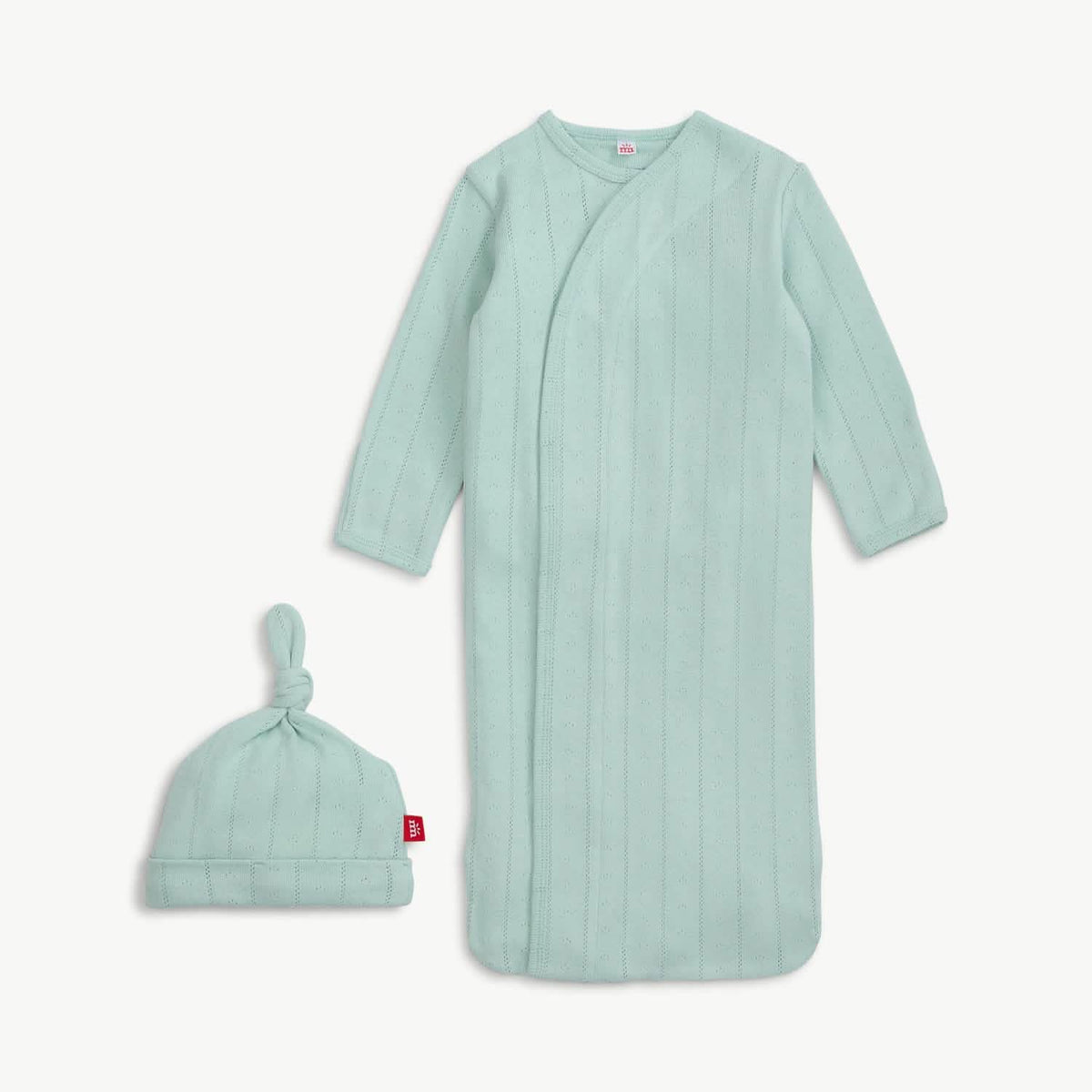 Magnetic Organic Cotton Pointelle Love Lines Gown & Hat Set