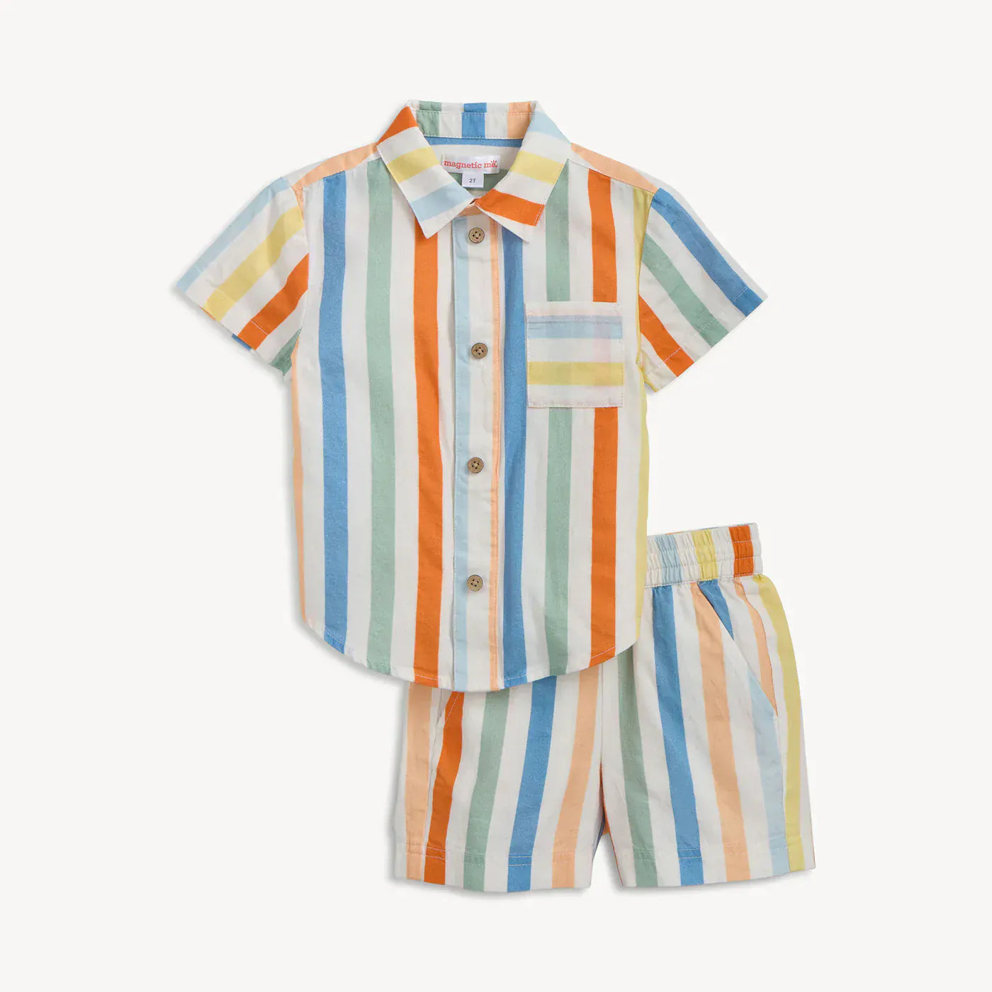 Magnetic Me Baby Multi Stripe Woven Short And Short Set