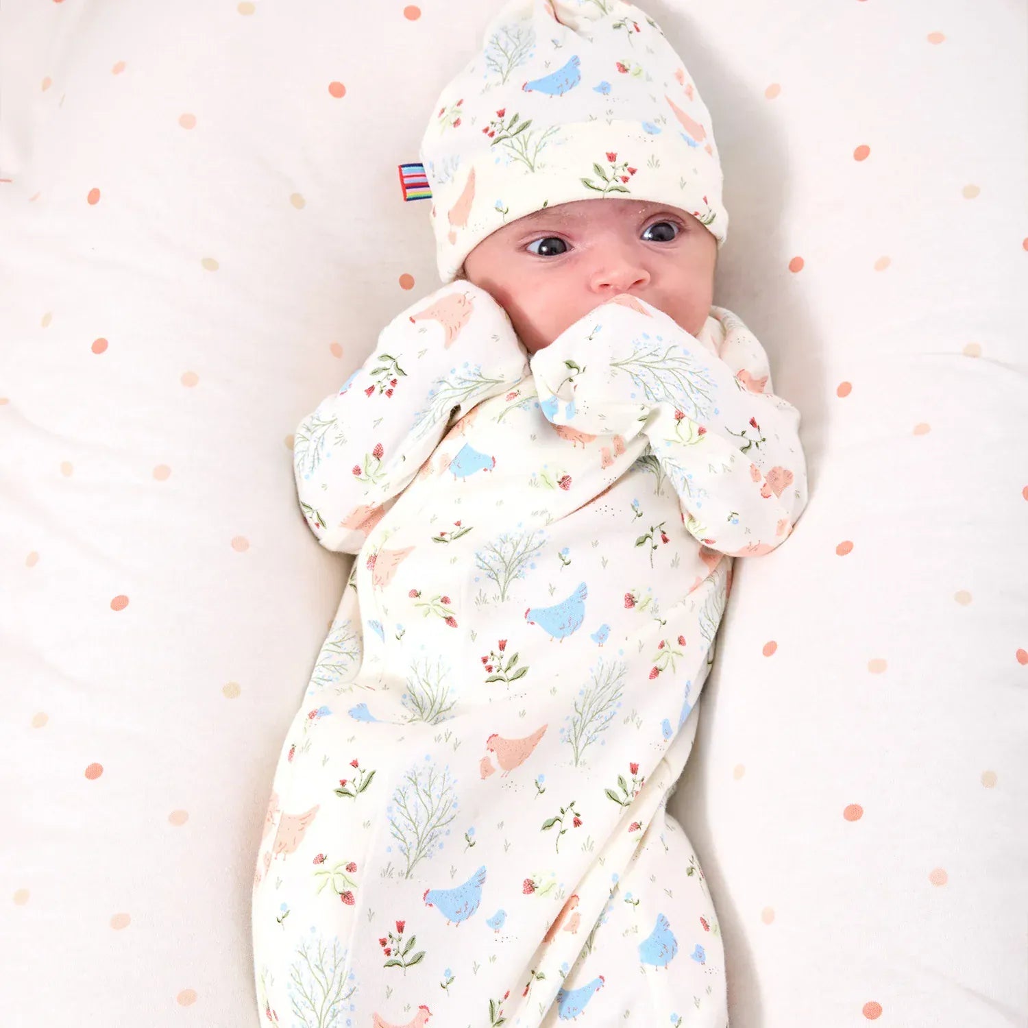 Magnetic Me Baby Newborn-3m Chicken Tender Organic Cotton Gown + Hat