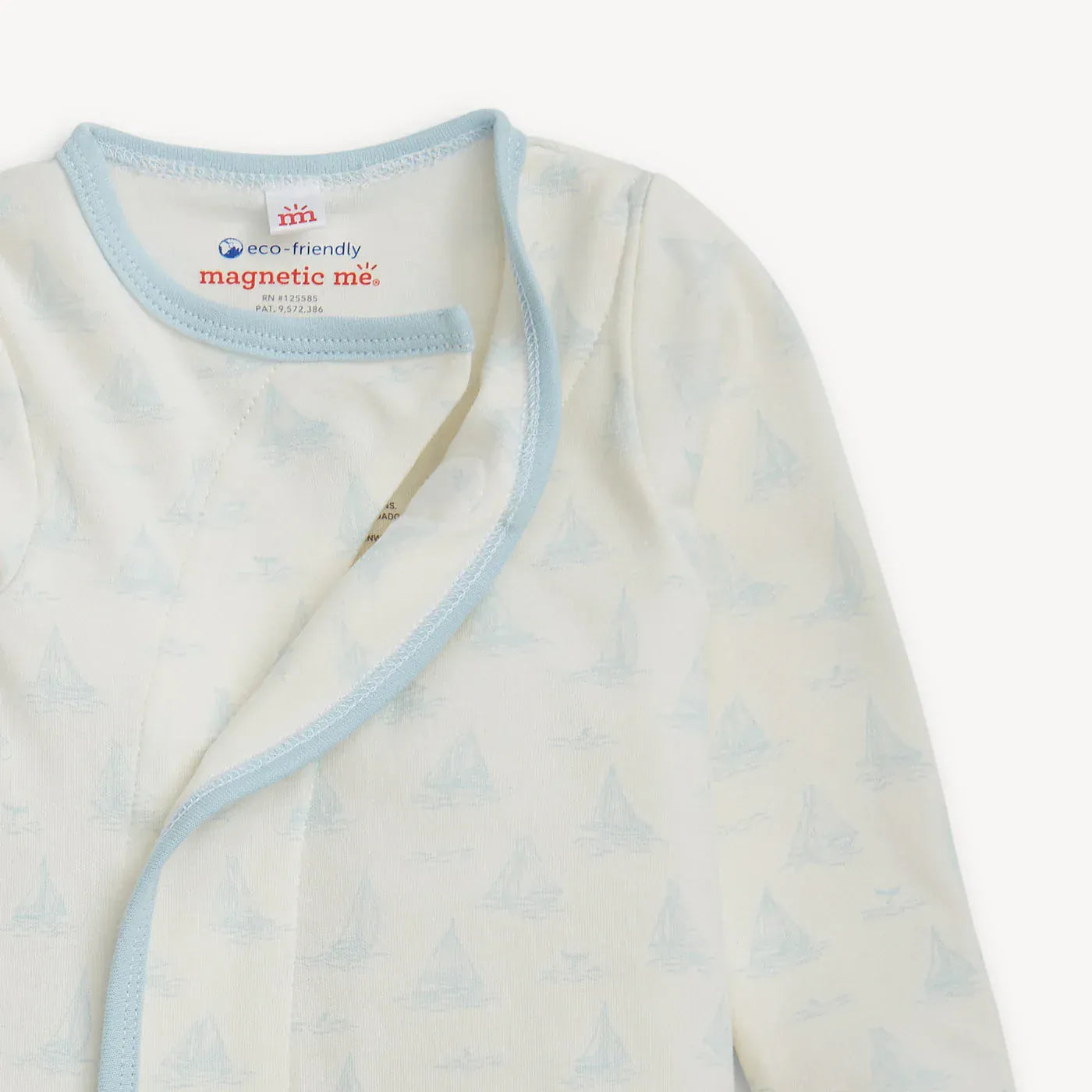 Magnetic Me Baby Newborn-3m Tiny Tides Blue Organic Cotton Magnetic Gown + Hat Set