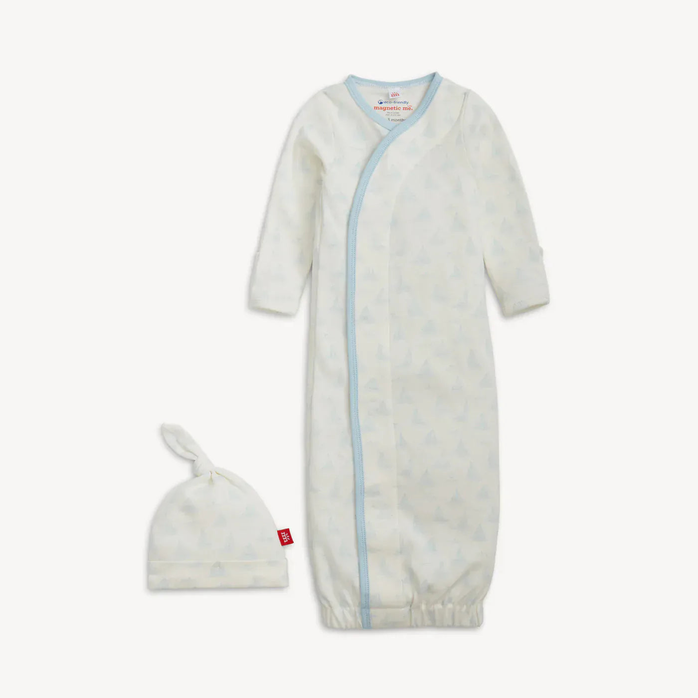 Magnetic Me Baby Newborn-3m Tiny Tides Blue Organic Cotton Magnetic Gown + Hat Set