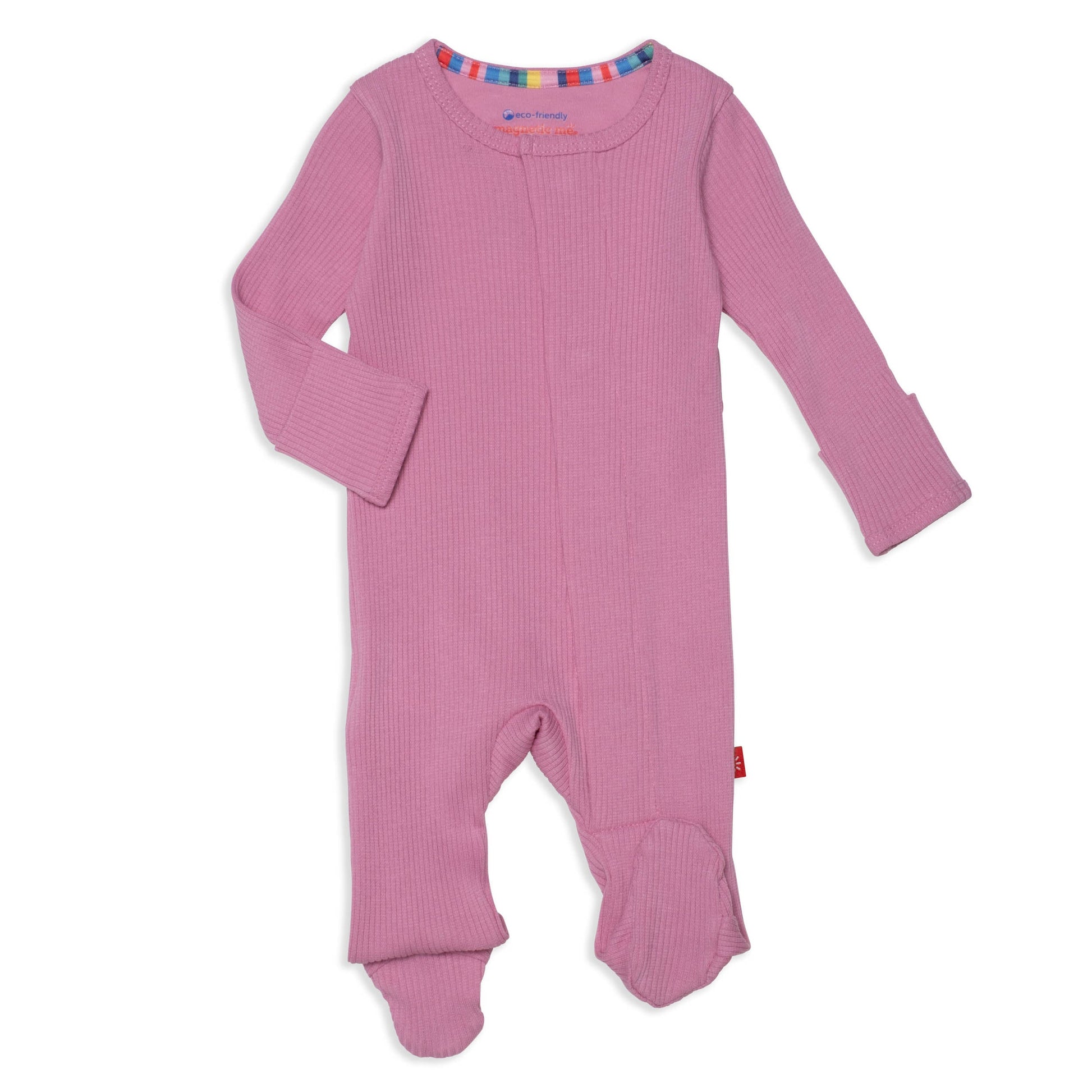 Magnetic Me Footie Mauve Ribbed Cotton Magnetic Footie