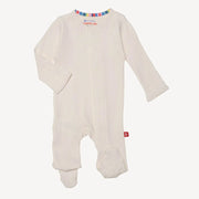 Magnetic Me Footie Whipped Cream Ribbed Cotton Magnetic Parent Favorite Footie