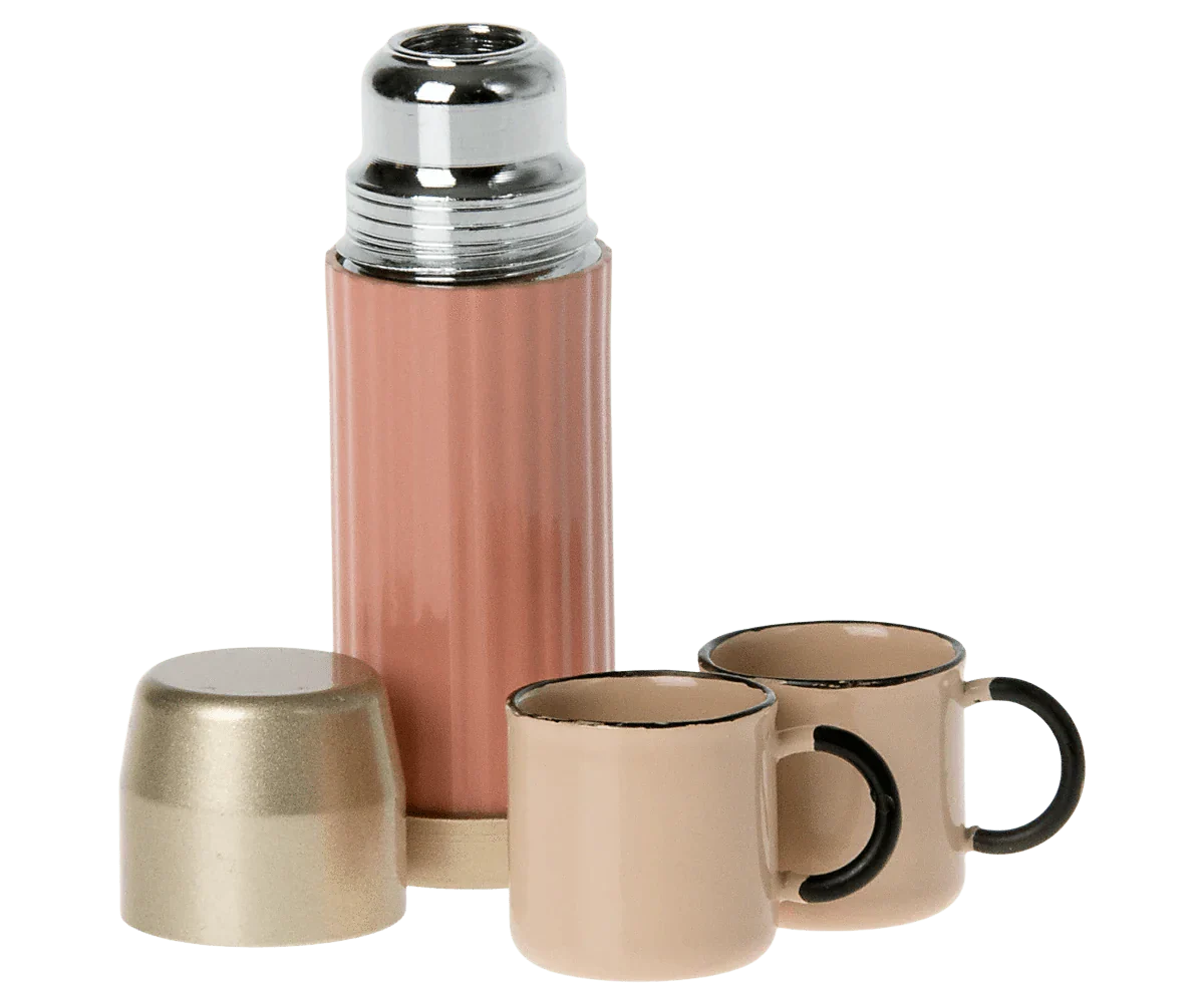 Maileg Dollhouse Thermos and Cups - Coral | Maileg