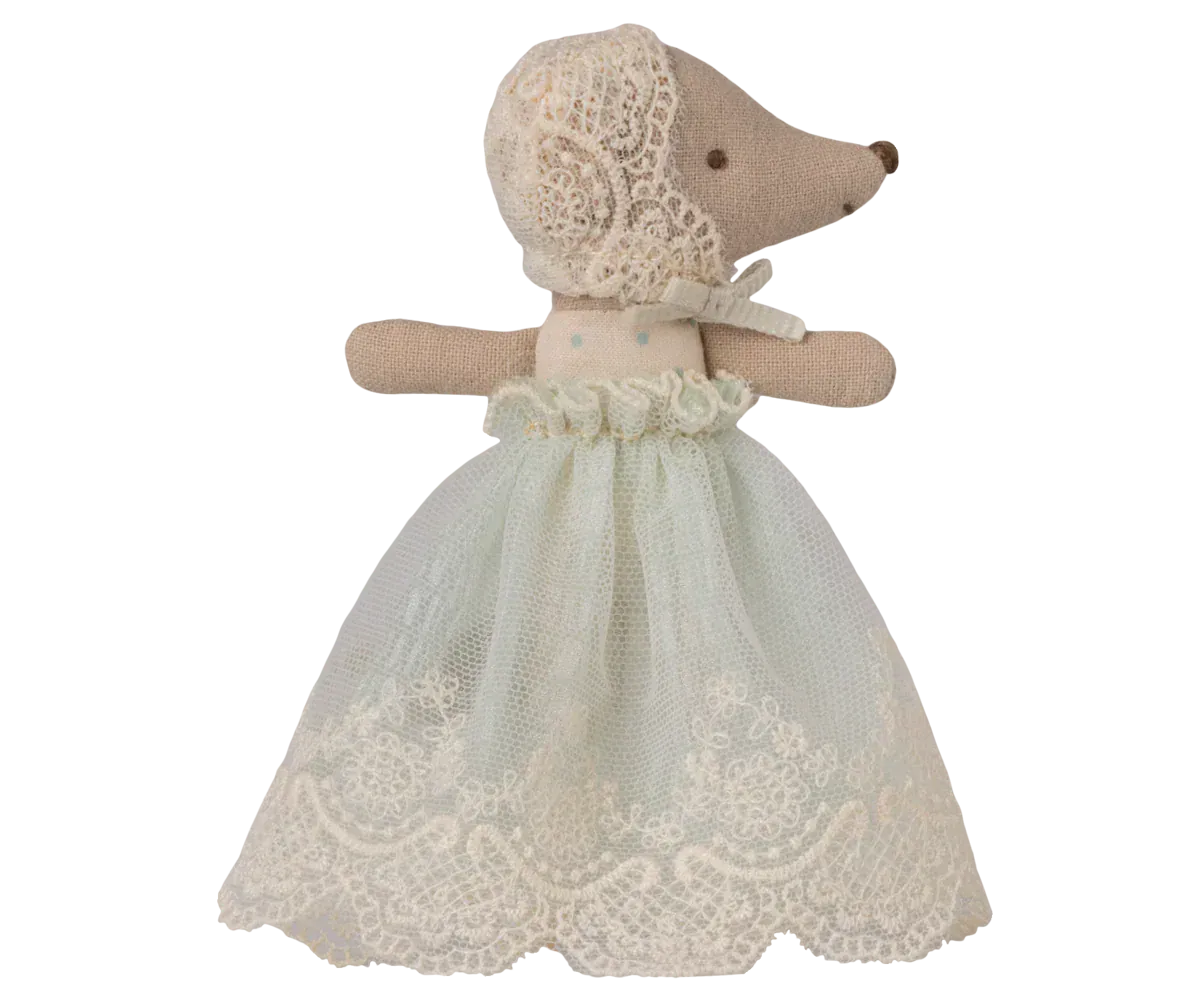 Maileg Toy Baby Mouse in Gown - Mint | Maileg