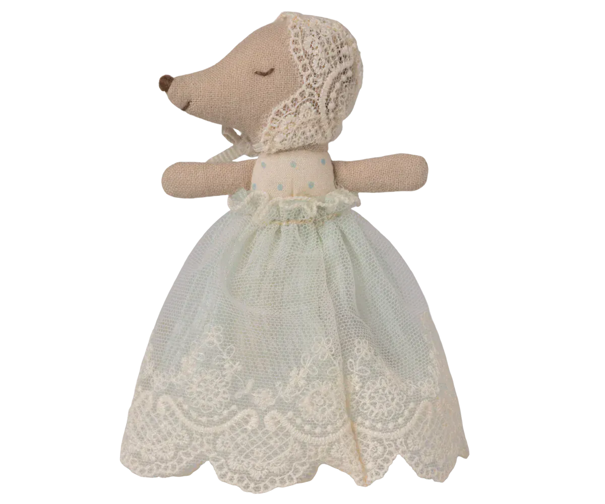 Maileg Toy Baby Mouse in Gown - Mint | Maileg