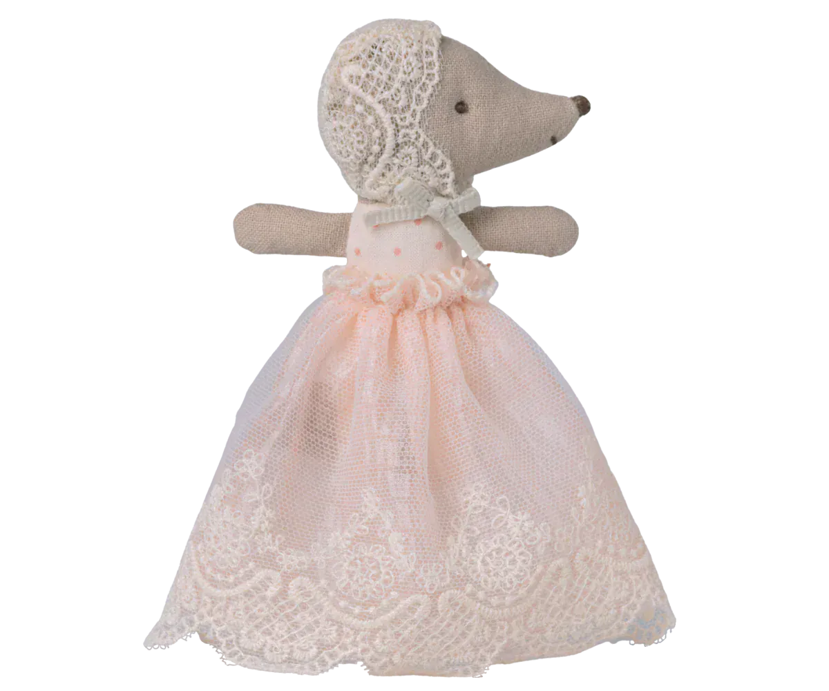 Maileg Toy Baby Mouse in Gown - Powder | Maileg