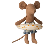Maileg Toy Beach Mouse with Float, Little Brother - Yellow Dots | Maileg