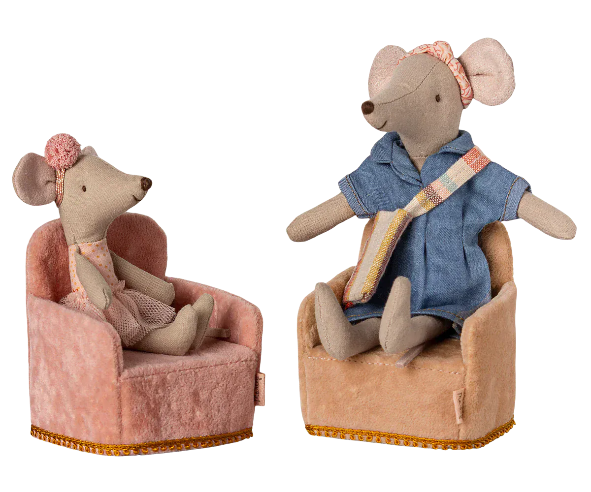 Maileg Toy Folding Chair, Mouse - Powder | Maileg