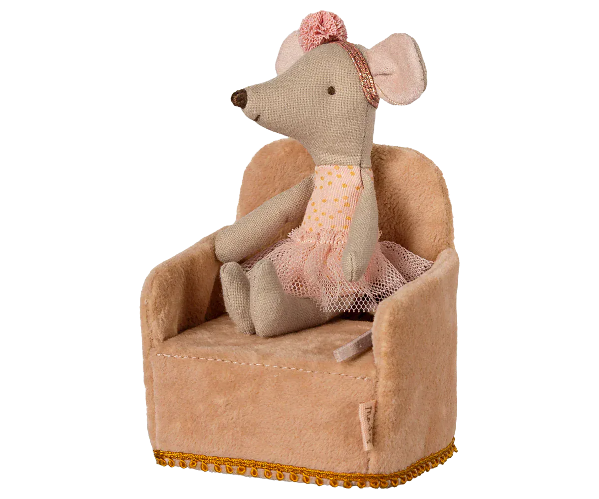 Maileg Toy Folding Chair, Mouse - Powder | Maileg