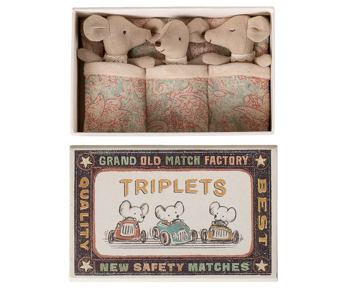 Maileg Toy Triplets, Baby Mice in Matchbox | Maileg