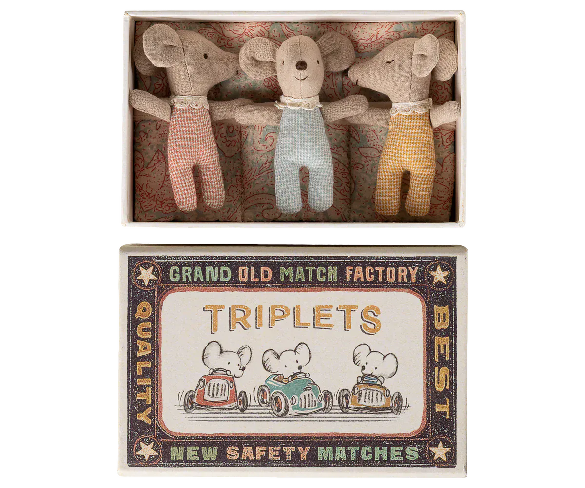Maileg Toy Triplets, Baby Mice in Matchbox | Maileg
