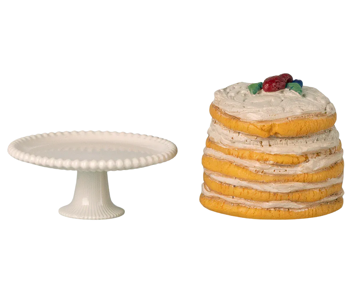 Maileg Toy Wedding Cake and Cake Stand, Mouse | Maileg
