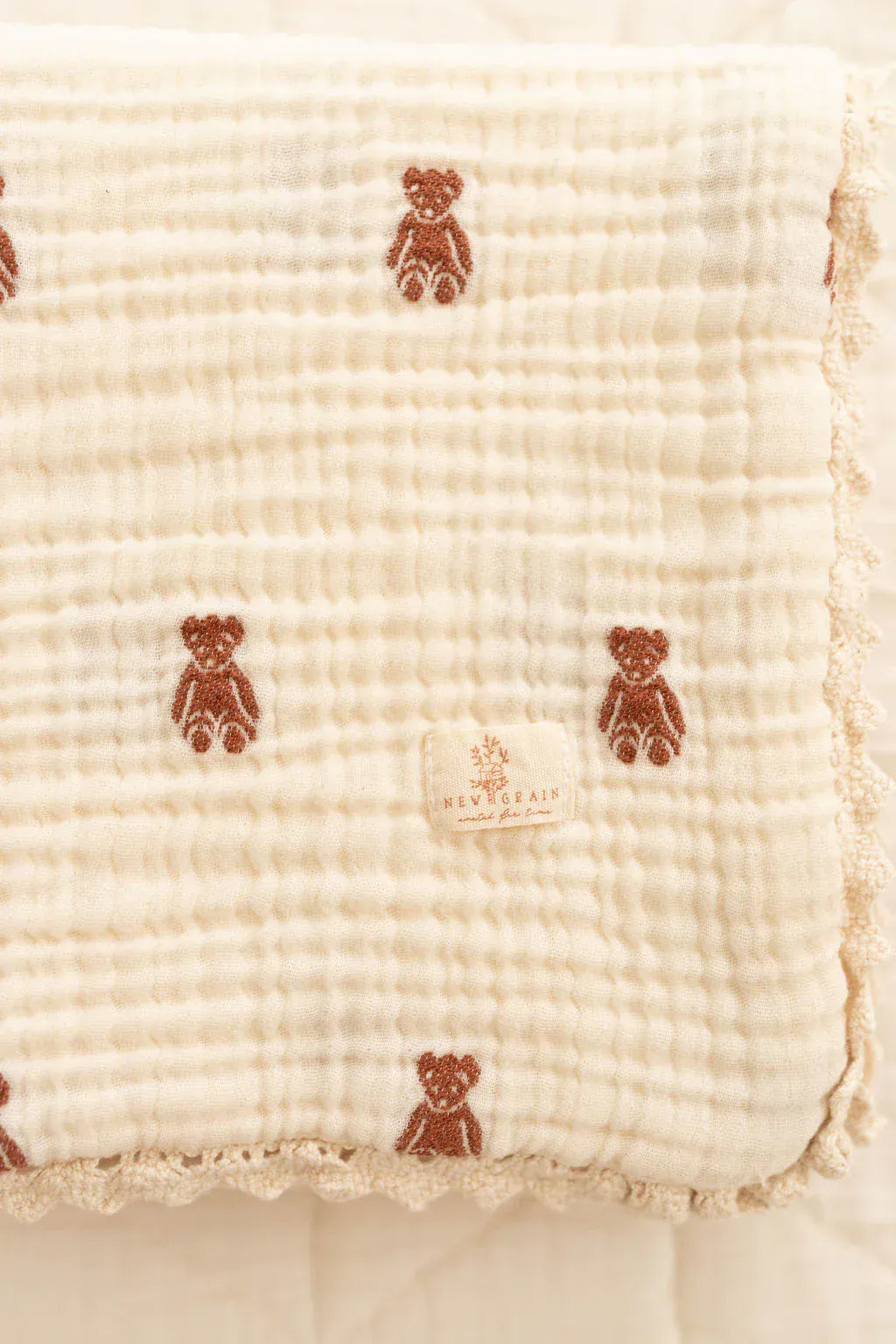 New Grain Baby Layered Gauze Blanket - Teddy