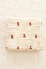 New Grain Baby Layered Gauze Blanket - Teddy