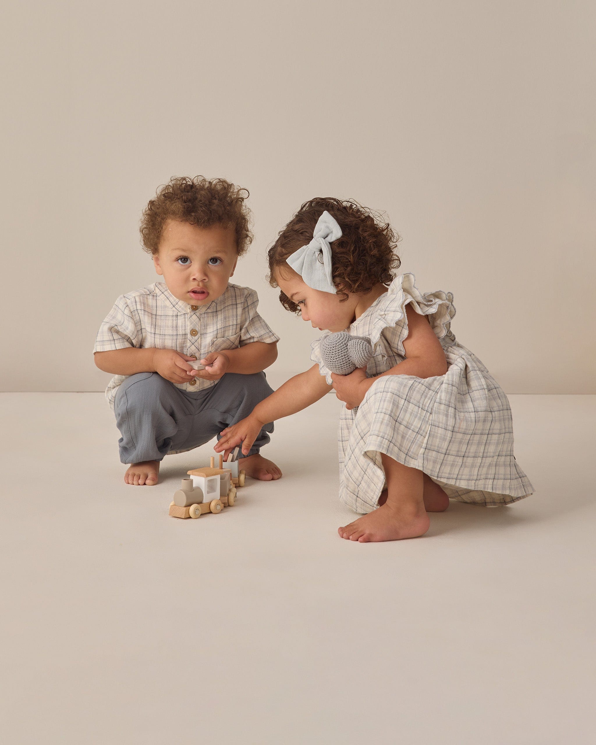 Quincy Mae Baby Alina Dress || Blue Plaid